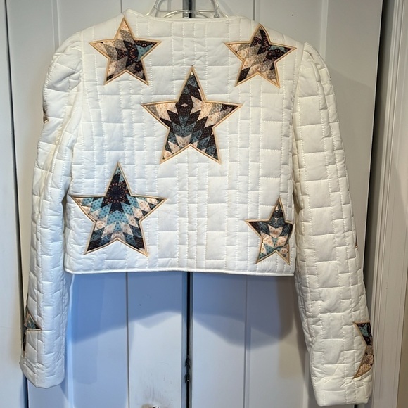 Blue B QUILTED MULTI STAR PADDED WESTERN Zipper JACKET Large ⭐️ - Picture 7 of 13